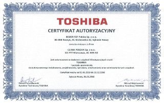 Certyfikat autoryzacyjny TOSHIBA