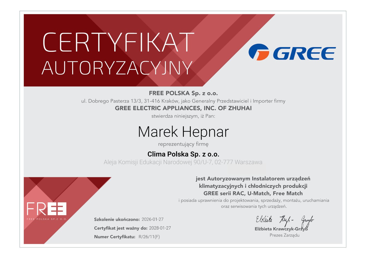 certyfikat_GREE_Marek_Hepnar